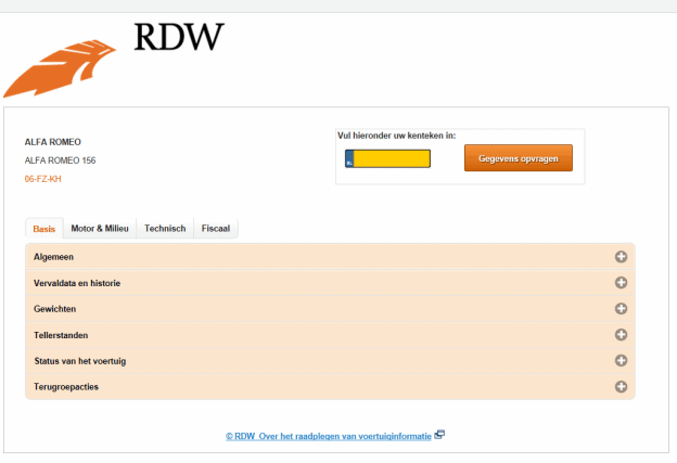 RDW Ovi Voertuiggegevens Opvragen - Kentekencheck.me