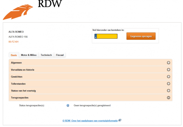 RDW Ovi Voertuiggegevens Opvragen - Kentekencheck.me